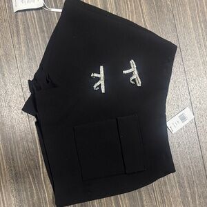 Self-Portrait Black Shorts with Embellishments